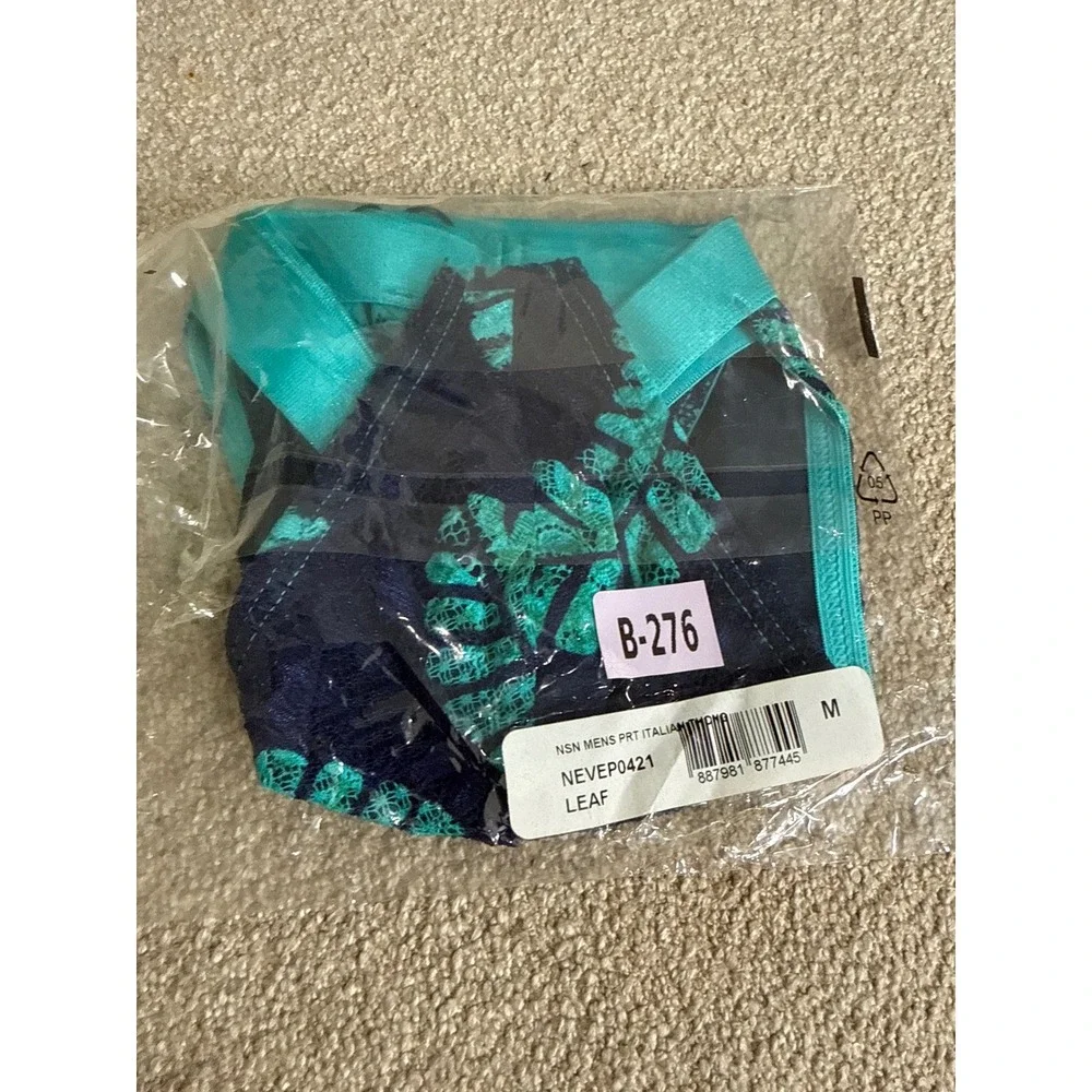 Cosabella Never Say Never Printed Tanga Italian‎ Thong Lace Blue Turquoise  NEW